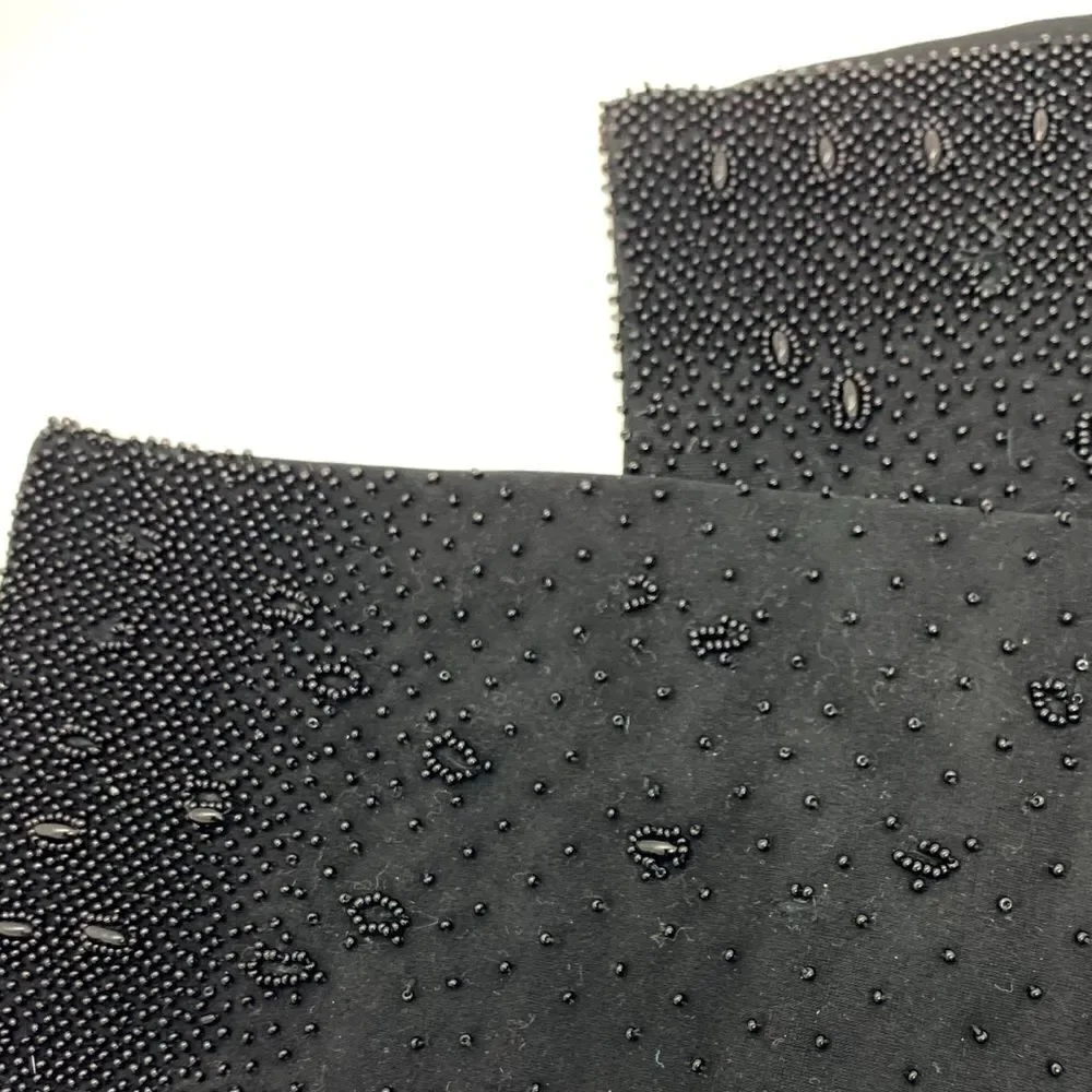 Black Beaded Detail Handmade Vintage Gloves